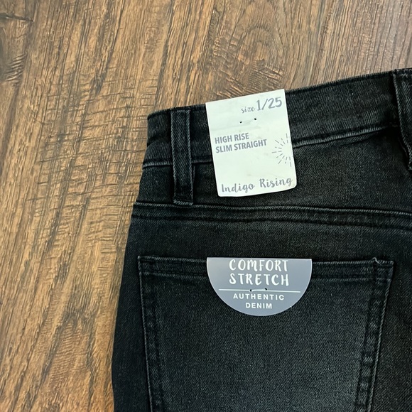 Button -Up High Rise Slim Straight Fit Jeans Black Wash Size 1/25 - Picture 12 of 12